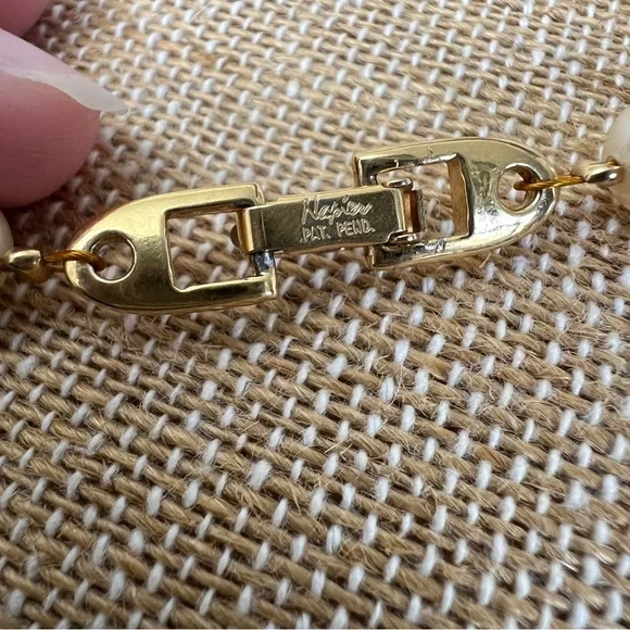 Napier Gold and Cream Necklace with Faux Pearl Highlights - Picture 3 of 5